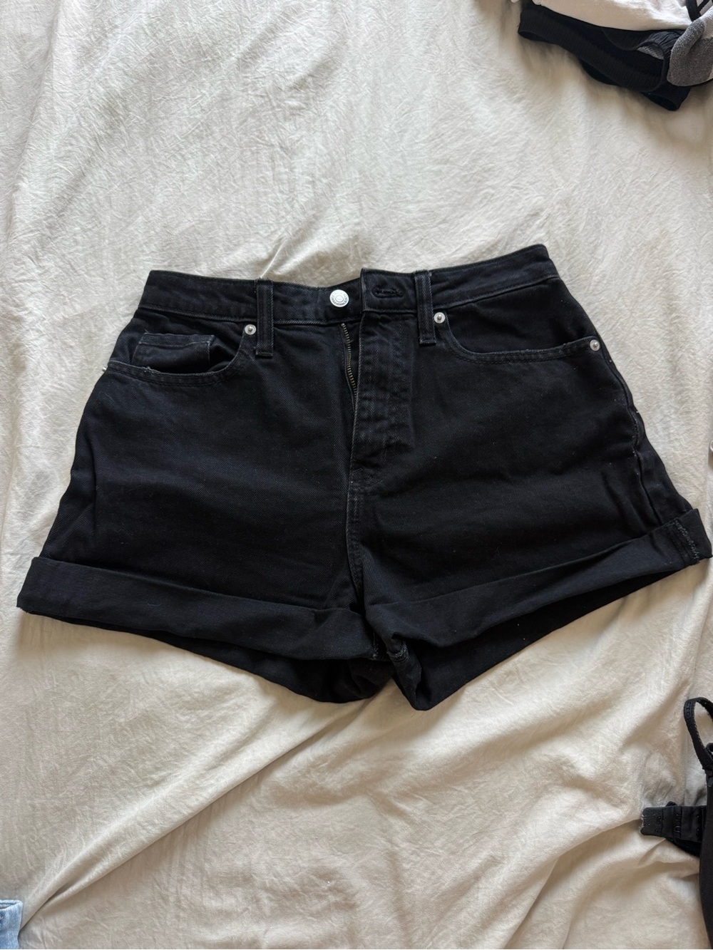 wild fable Black High-Rise Rolled Hem Jean Shorts